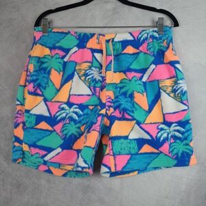 Chubbies Lounge Shorts Mens Medium Fleece Drawstring 5.5" Geometric Palm Tree